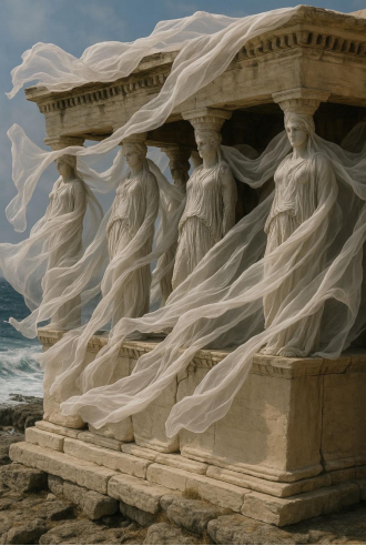 # Haizean isurtzen diren #caryatids-ek eskulturaren estiloa oso lotuta dago antzinako Greziako artearekin